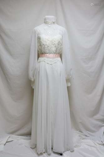 1970s tambour lace wedding gown