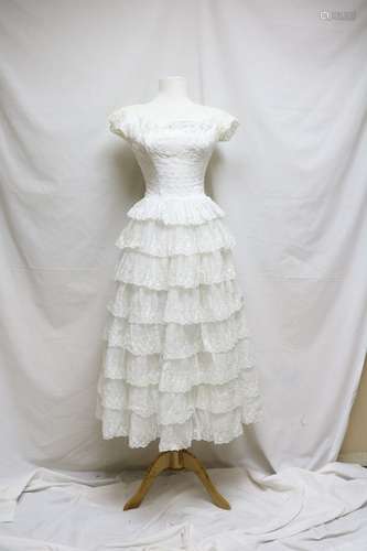 1950s eyelet organza wedding dress