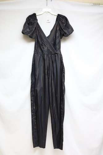 1970s pinstripe disco jumpsuit