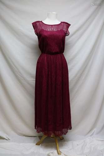 1980s cranberry lace dress