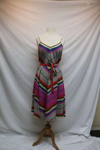 1970's Rainbow Chevron Sundress by Sally Petite