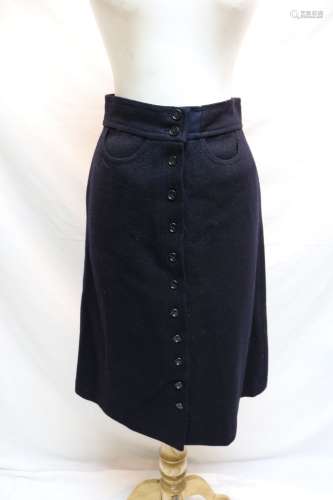 1960's Ann Taylor Navy Blue Wool Skirt, A-Line shape