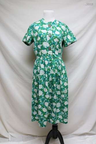 1960s floral cotton day dress