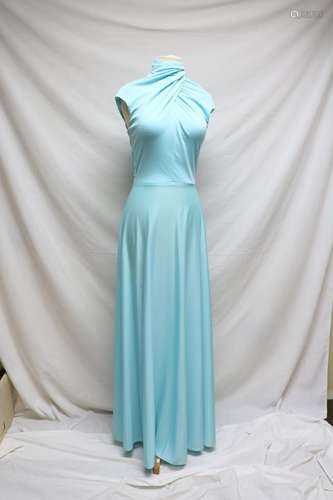 1970s ice blue jersey gown