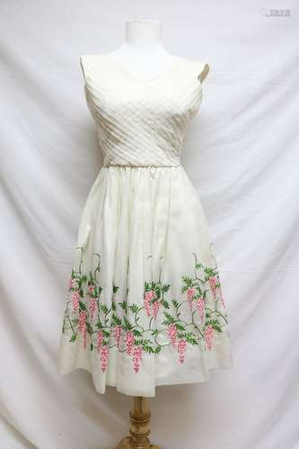 1960s embroidered chiffon party dress