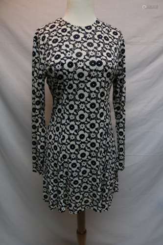 1960's Black & White Floral Mini Dress