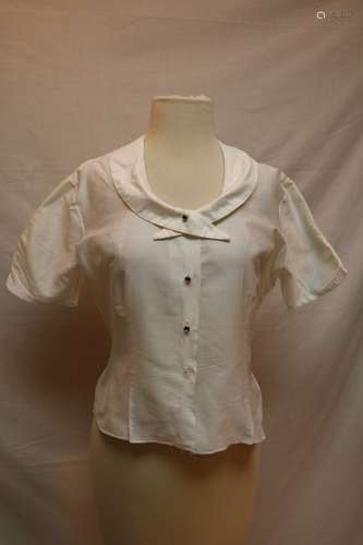 1950's White Silk Blend Blouse