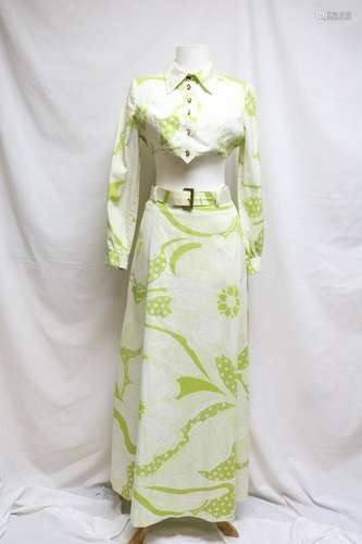 1960s floral top & maxi skirt set