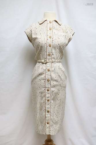 1960s polka dot linen dress