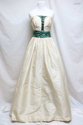 1950s silk & plaid evening gown