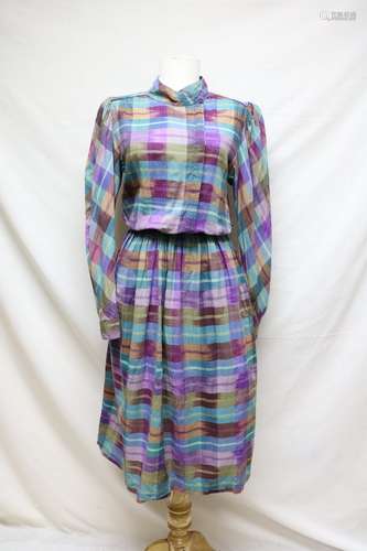 1980s plaid indian cotton dress