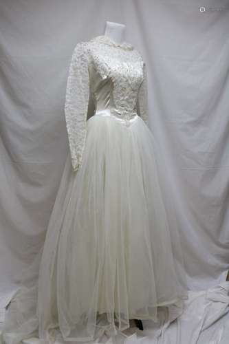 1950s satin & lace wedding gown