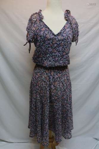 1970's Gauze Floral Summer Dress