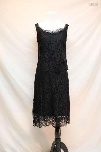 1960's Tiered Black Lace Cocktail Dress