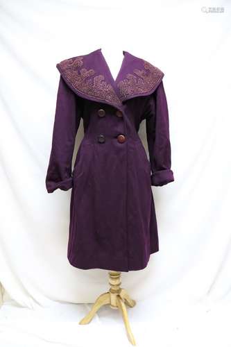 1940s aubergine princess coat