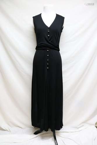 1970s black jersey maxi dress