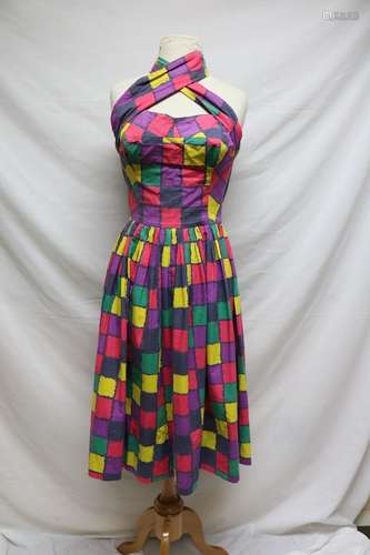 1950s checkered halter dress