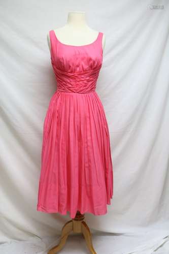 1960s hot pink pleated dress