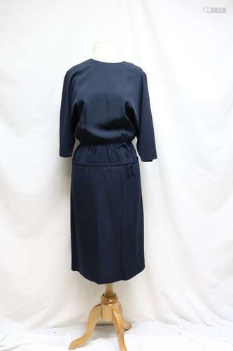 1960s silk navy dress