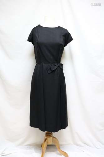 1960s black rayon bow dress