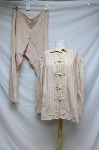 1940's Women's Pink Stripe Flannel Pajama set