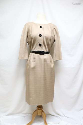 1950s beige wiggle dress