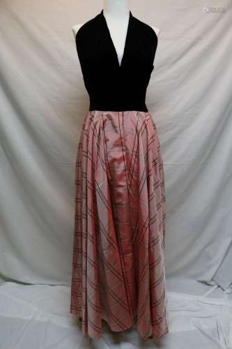 1950's Velvet & Taffeta Halter Maxi Dress/Gown
