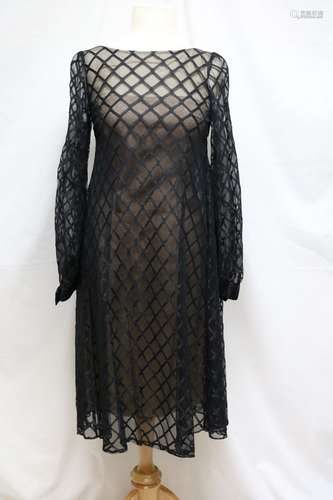 1960s black grid cocktail dress