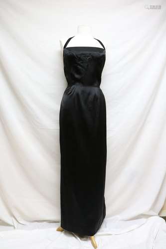 1960s black satin halter gown