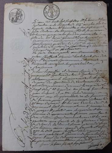 Antique français 1-page Manuscript #1, 1822, signé, Restauration
bourbonienne ;