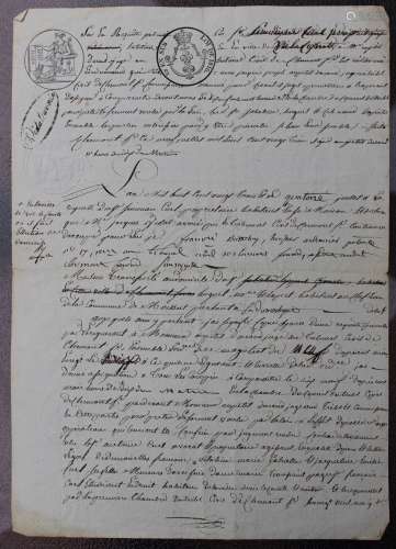Antique français 1 page Manuscript #2, 1822, signé, Restauration bourbonienne