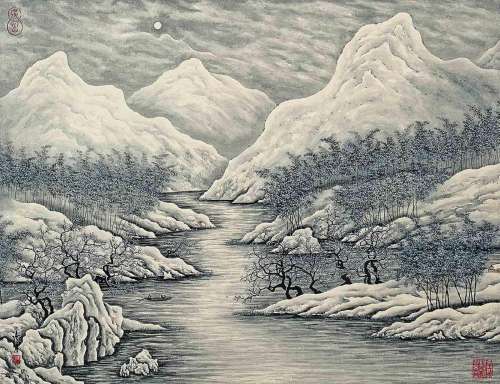 陶冷月 1895-1985 雪景图 纸本镜片