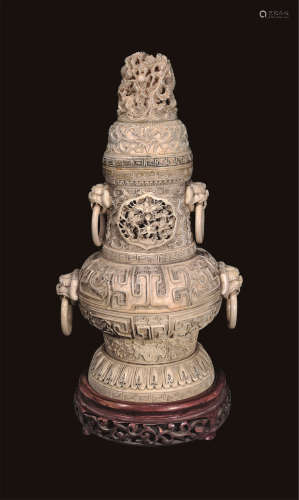清中期 象牙仿青铜器罐