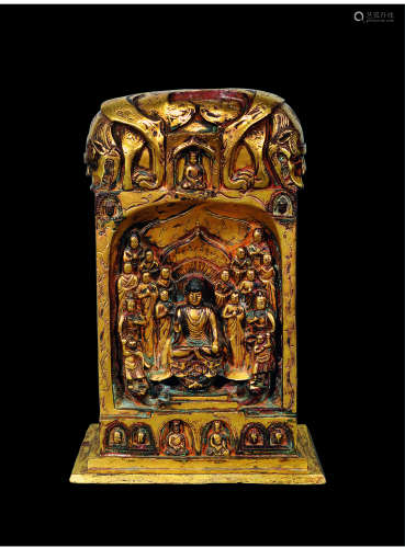 13世纪 铜鎏金佛祖龛供