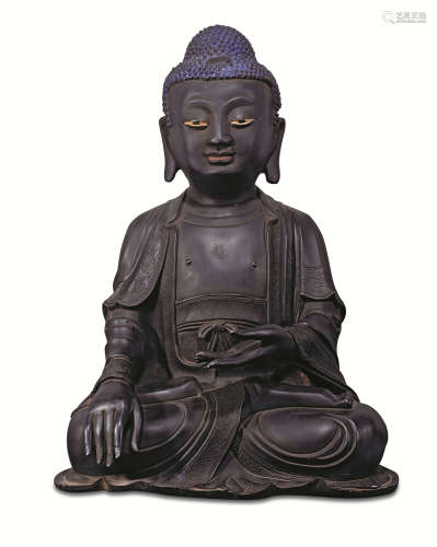 清康熙 铜古色佛祖坐像