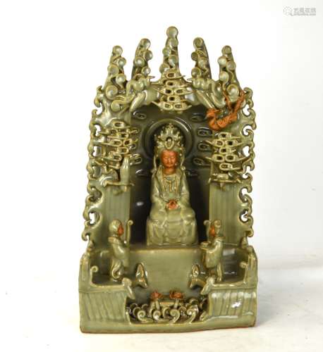 Chinese Longquan Glazed Guanyin Figure