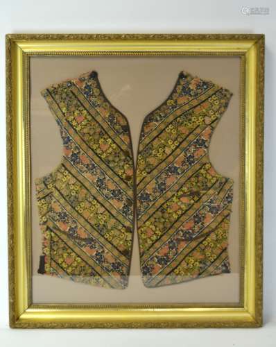 19th Cen. Persian Embroidered Vest in Frame