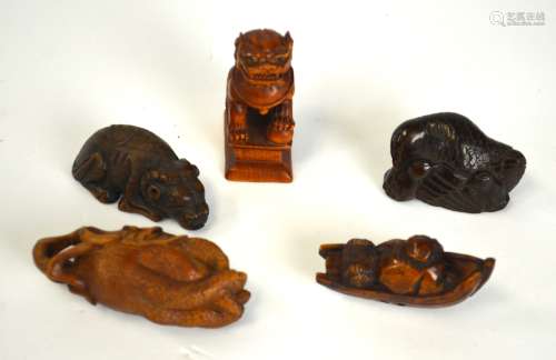 Five Japanese Wood Netsuke