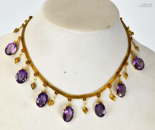 14K Gold Victorian Necklace with Amethyst