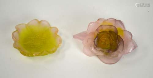 Two Daum Nancy France Art Glass Flowers