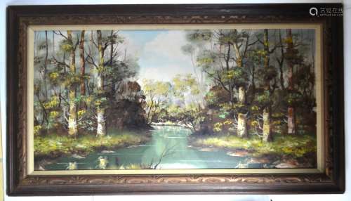 Oil Painting of Forest and Stream