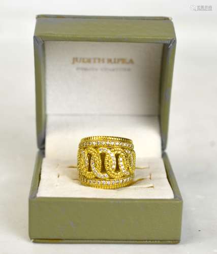 Judith Ripka 18K Gold Ring with Diamonds