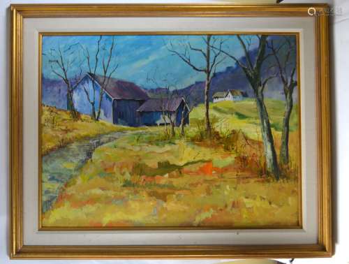 Oil Painting of Autumn Country View