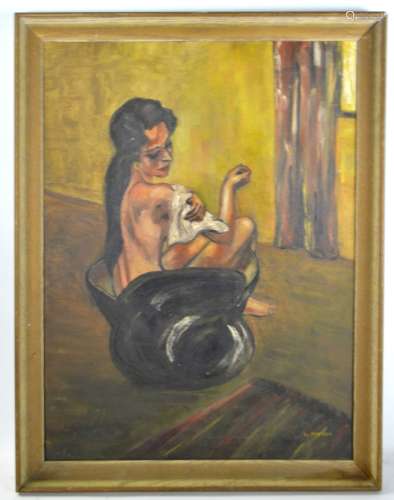 Oil Painting of a Lady in Bath