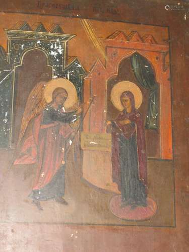 Russian icon Annunciation, БЛАГОВЕЩЕНИЕ ПРЕСВЯТОЙ БОГОРОДИЦЫ, 18th century