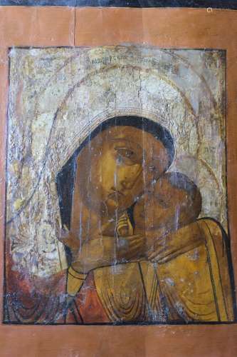 Vladimirskaya Mother of God with Jesus Christ, Russian icon,
1800s,Rublev’s School?