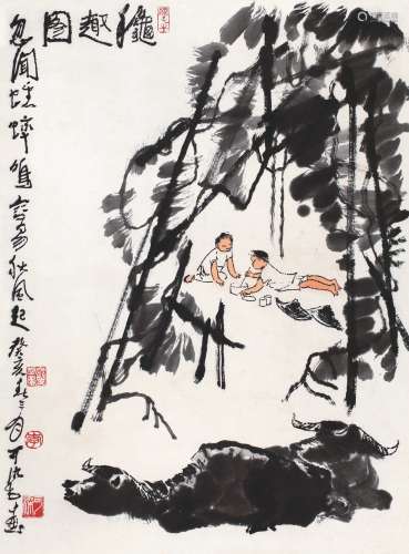 李可染（1907～1989） 1983年作 秋趣图 镜片 设色纸本