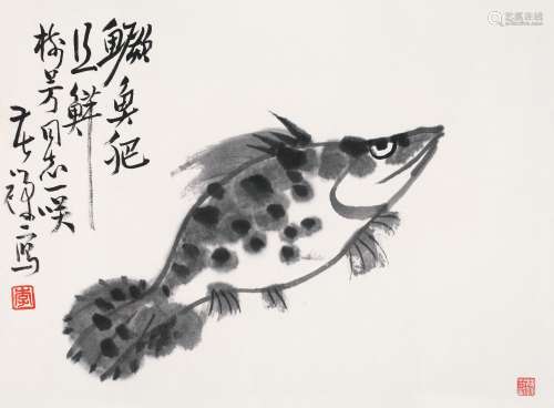 李苦禅（1899～ 1983） 鳜鱼 镜片 水墨纸本