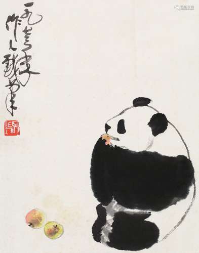吴作人（1908～1997） 1973年作 熊猫 镜片 设色纸本