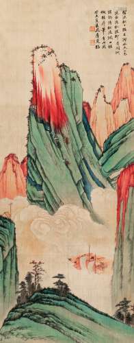 慕凌飞（1913～1997） 1943年作 峡江行帆 立轴 设色绢本